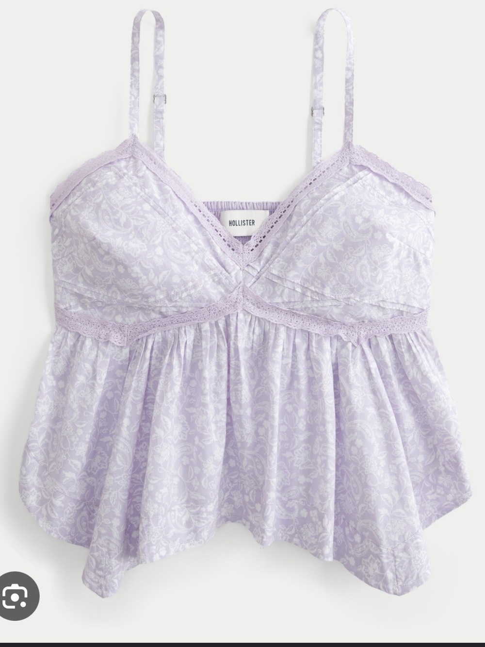 Hollister Lilac Lace-Trim Babydoll Tank